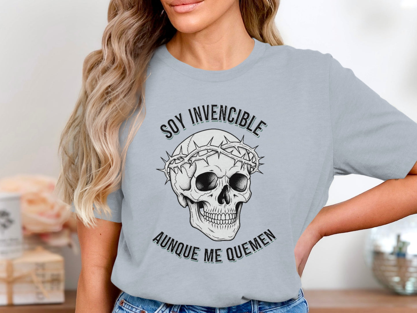 Soy Invencible Aunque Me Quemen Skull Graphic T-Shirt product
