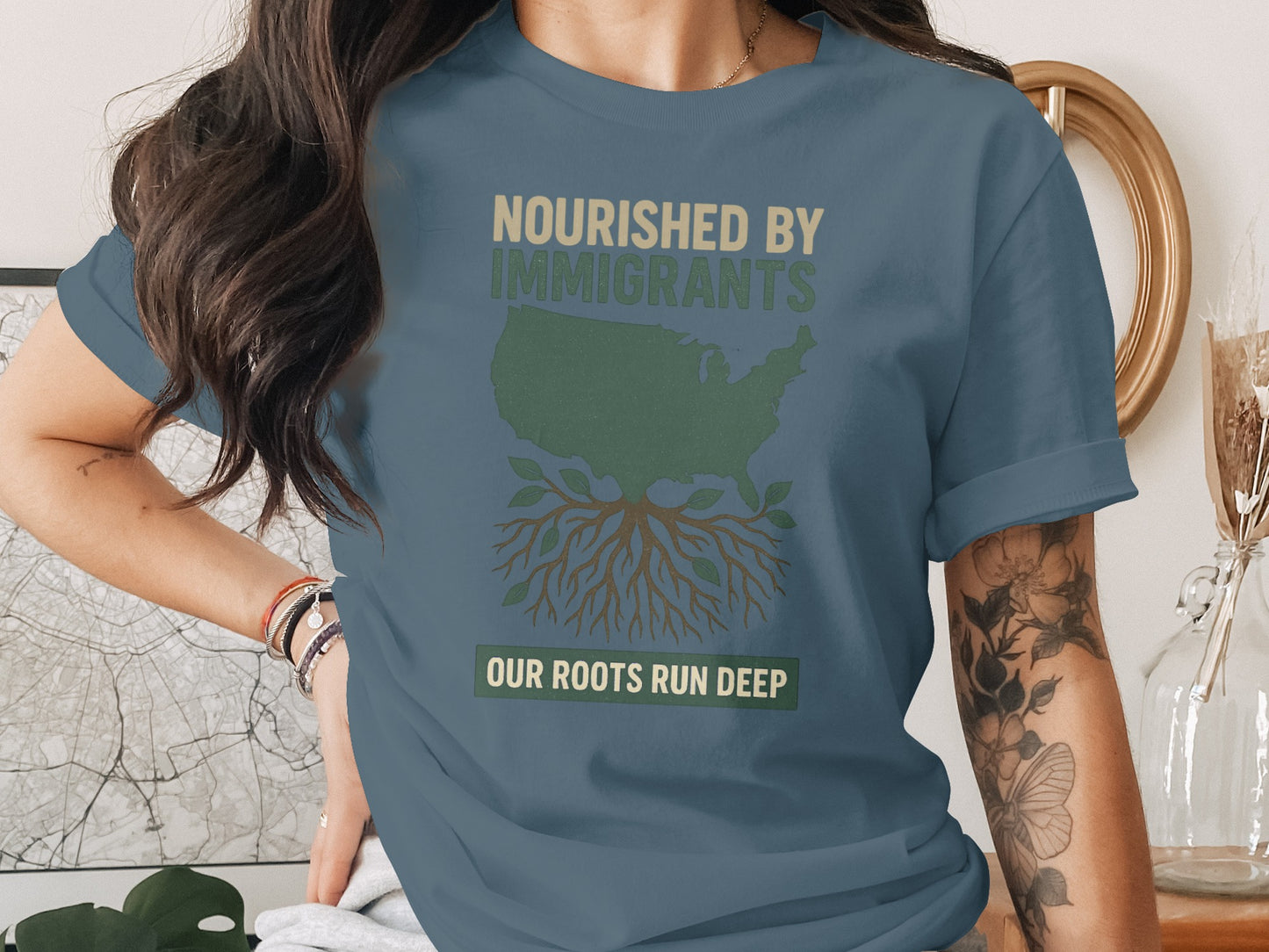 Nourished By Immigrants Our Roots Run Deep Shirt product