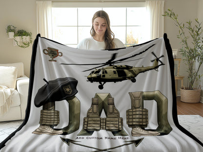 Personalized Military Dad Helicopter Custom Blanket Product