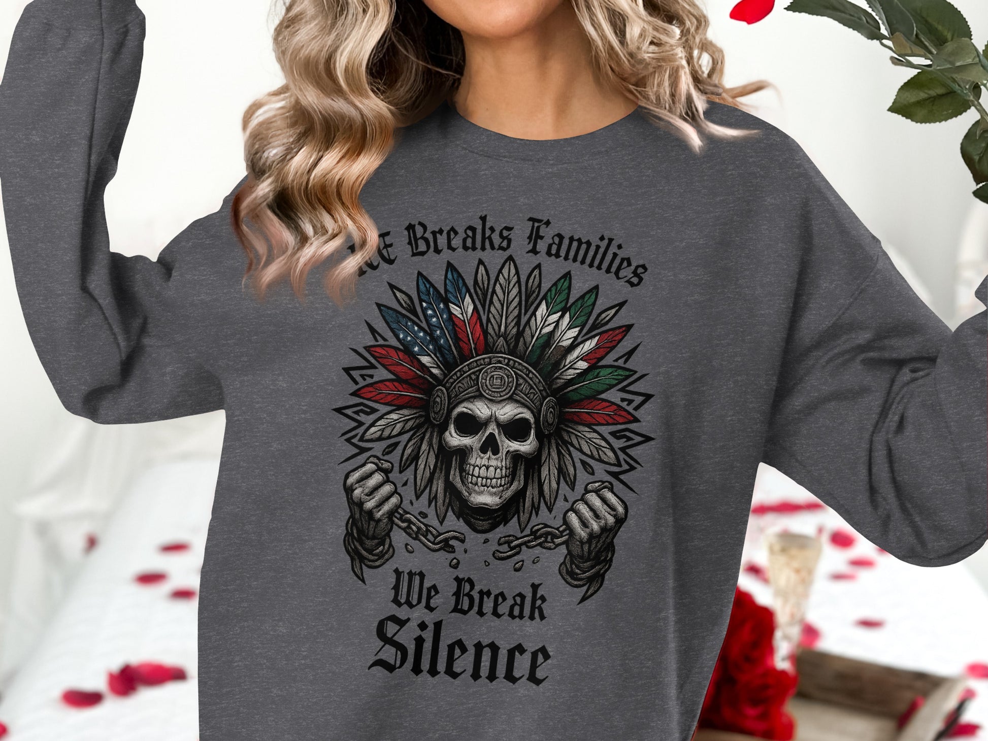 Breaking the Silence Skull Theme Long Sleeve Shirt