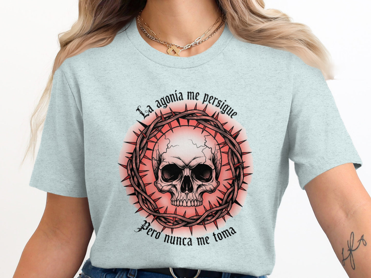 La Agonía Me Persigue Skull Graphic Tee product type
