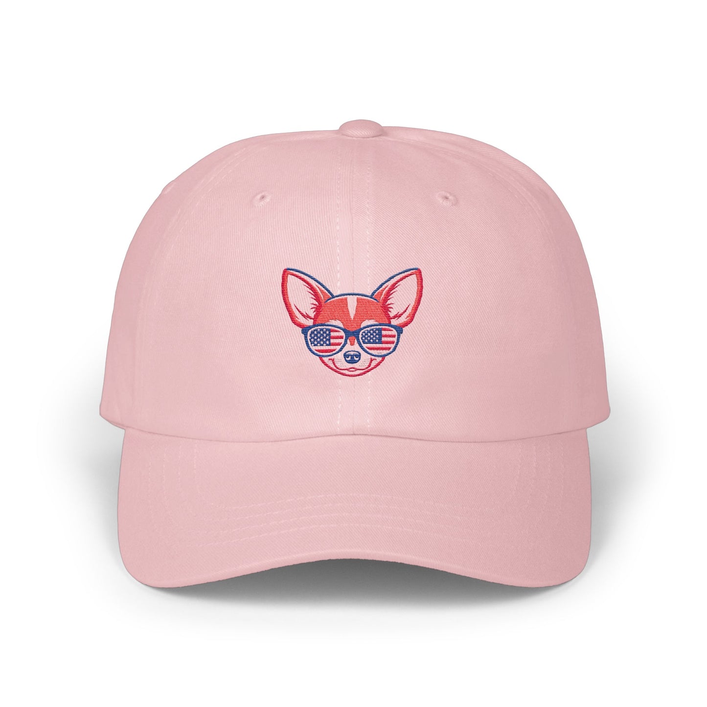 Pink Baseball Cap with Cute Fox Wearing Sunglasses Hat