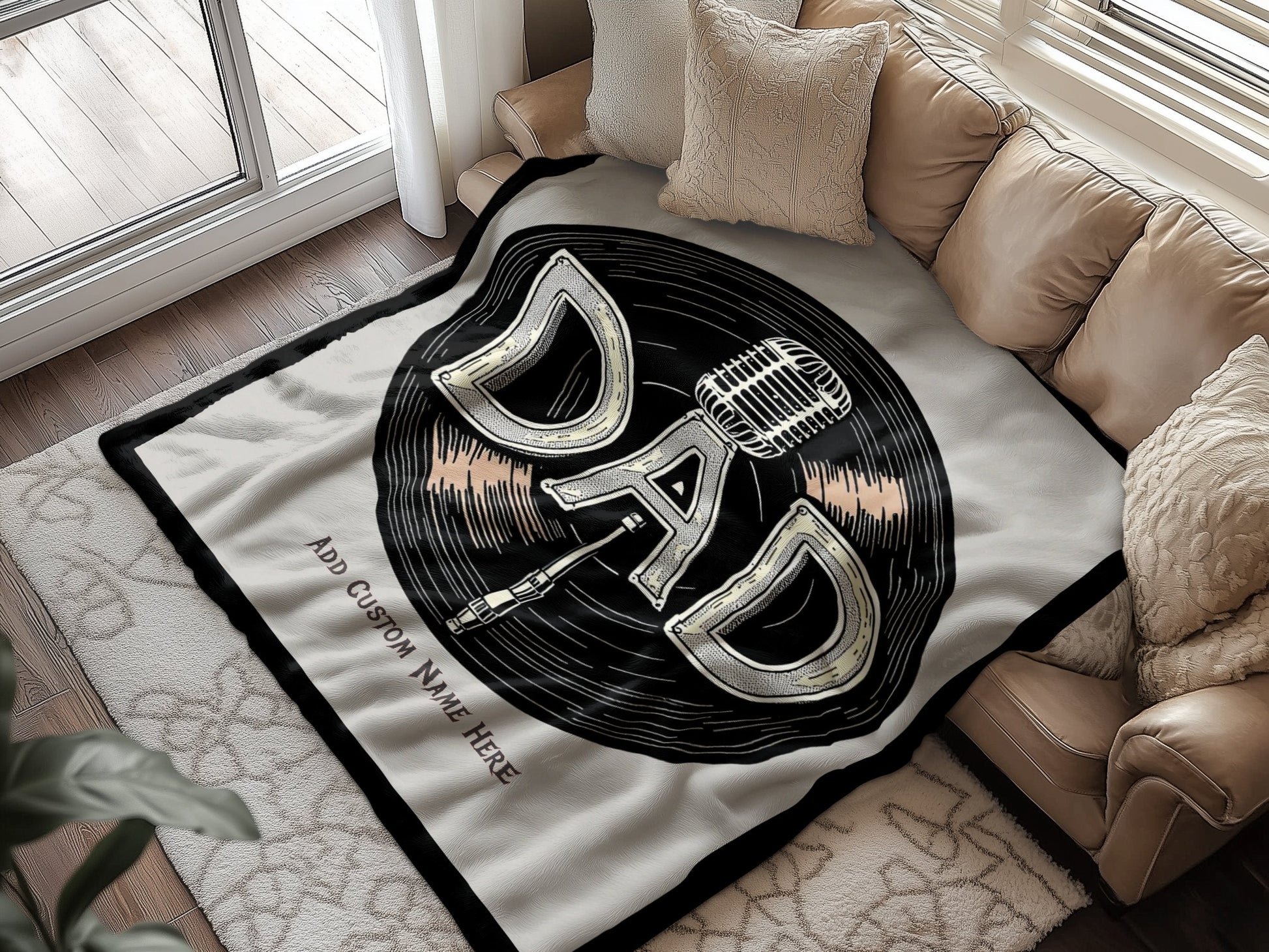 Personalized Vintage Dad Record Microphone Blanket product