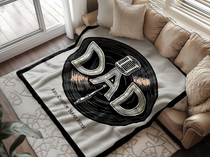 Personalized Vintage Dad Record Microphone Blanket product