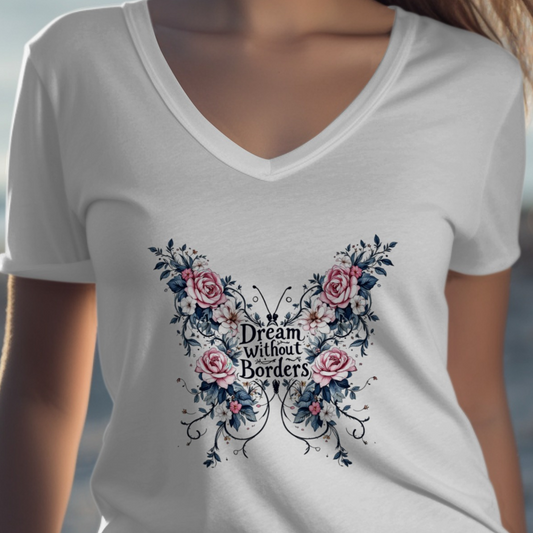 Dream Without Borders Floral Butterfly Shirt