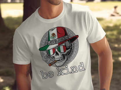 Be Kind Skull with Mexican Hat Design T-Shirt