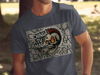 Chinga Tu Maga Punk Rock Skull Graffiti T Shirt product type
