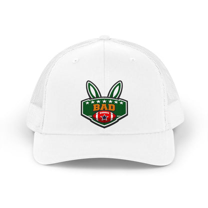 BAD Football Bunny Design White Trucker Hat