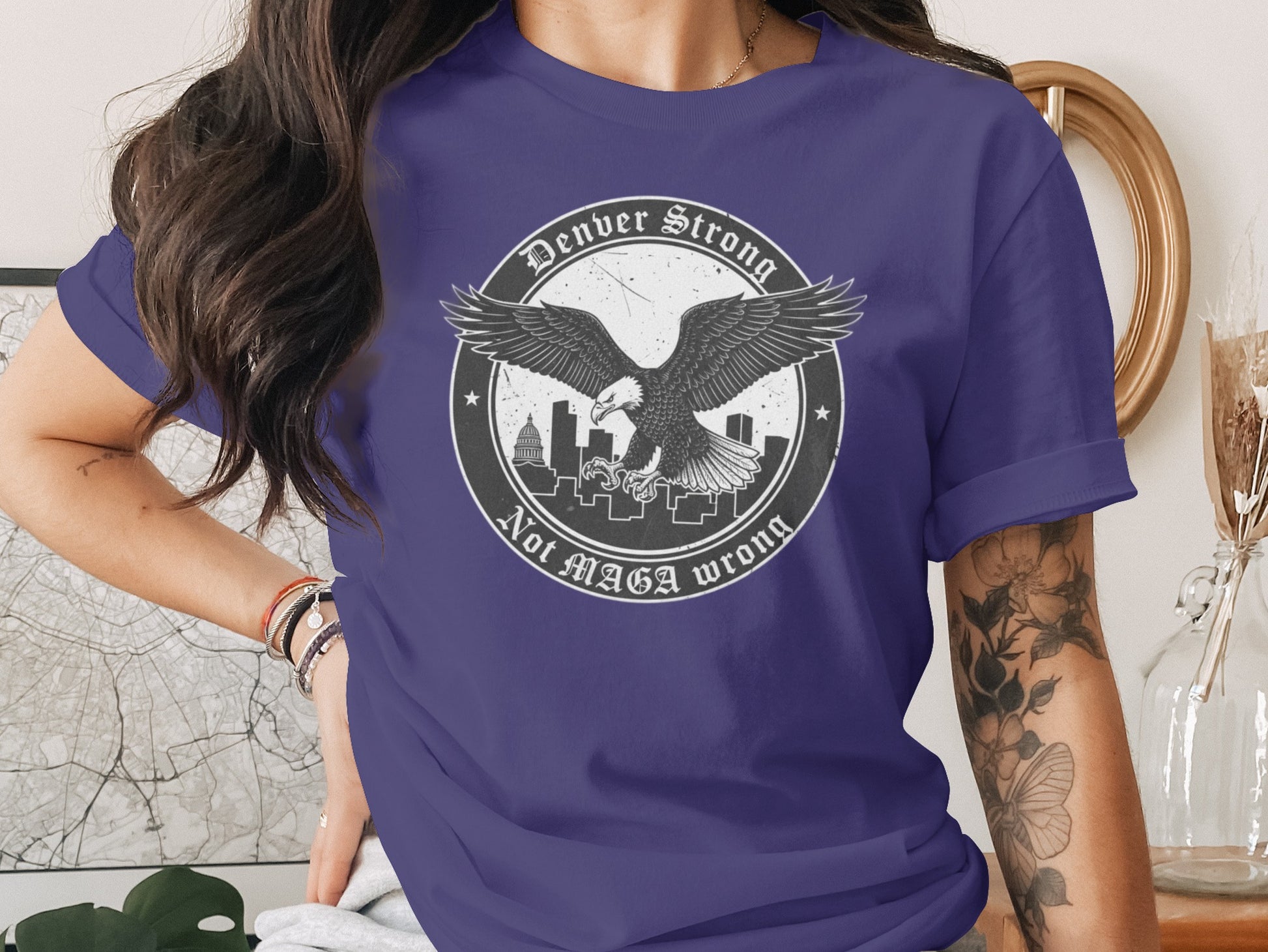 Denver Strong Not MAGA Wrong Eagle Graphic Shirt