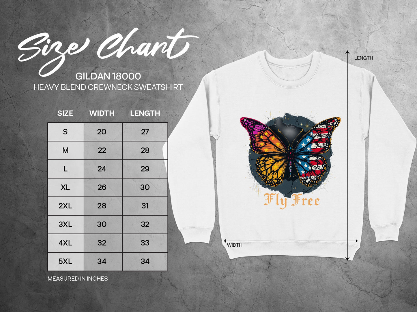 Fly Free Butterfly Design Heavy Blend Crewneck Sweatshirt Product