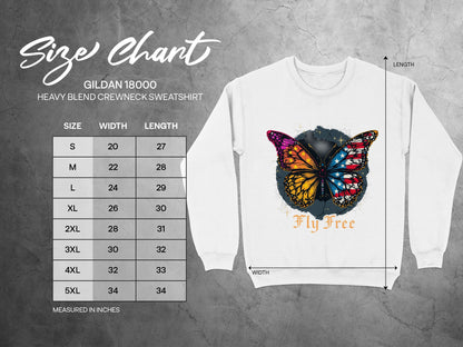 Fly Free Butterfly Design Heavy Blend Crewneck Sweatshirt Product