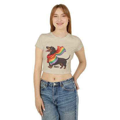 Rainbow Dachshund Women's Baby Tee – Fun & Whimsical Pride Apparel