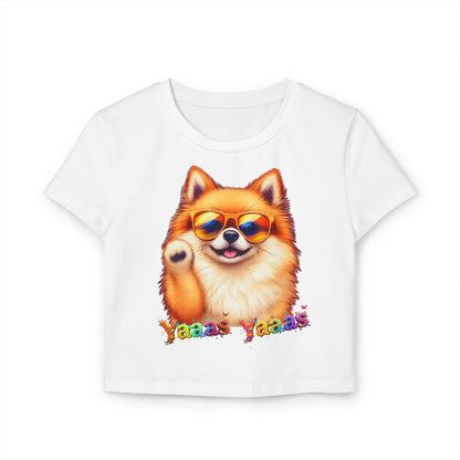 Trendy Women's Baby Tee - 'Yaas Yaas' Pomeranian Design