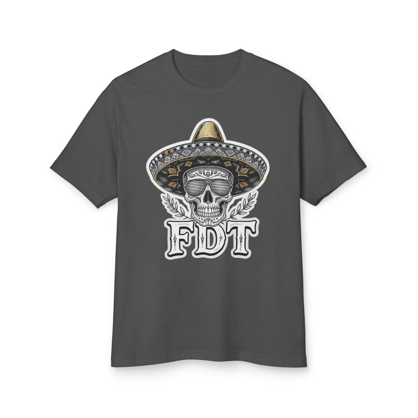 FDT Anti Trump Shirt 100% Cotton. Skull Sombrero Tee — 'FDT' Vintage Day of the Dead Graphic Shirt