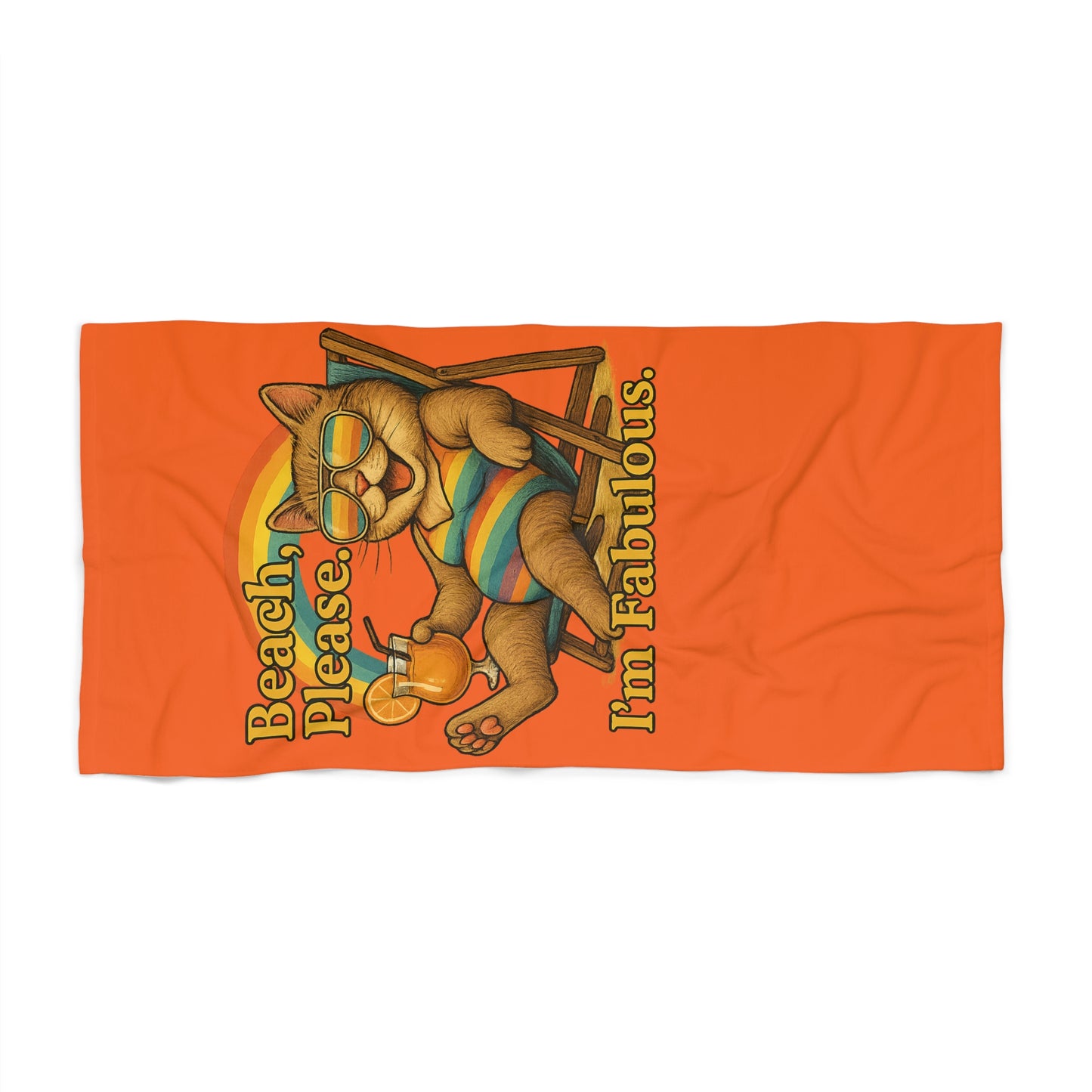 pride towel Fabulous Cat Beach Towel | Vibrant Cat Art for Summer Fun, Poolside, Gift for Cat Lovers, Beach Day Accessory, Vacation Essential