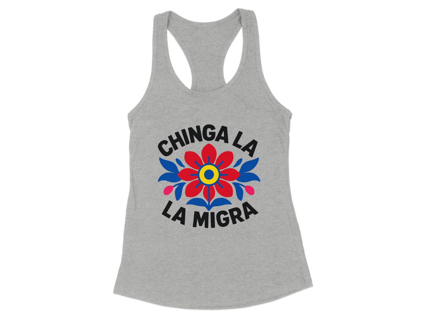 Chinga La La Migra Flower Graphic Tank Top Apparel