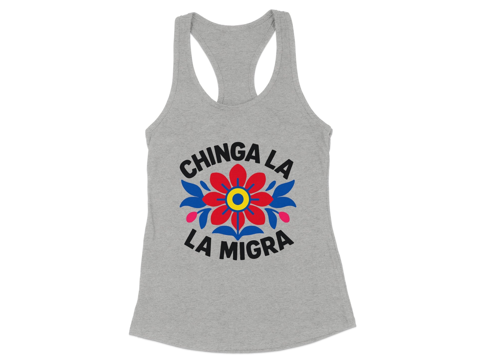 Chinga La La Migra Flower Graphic Tank Top Apparel