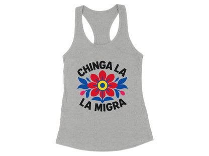 Chinga La La Migra Flower Graphic Tank Top Apparel