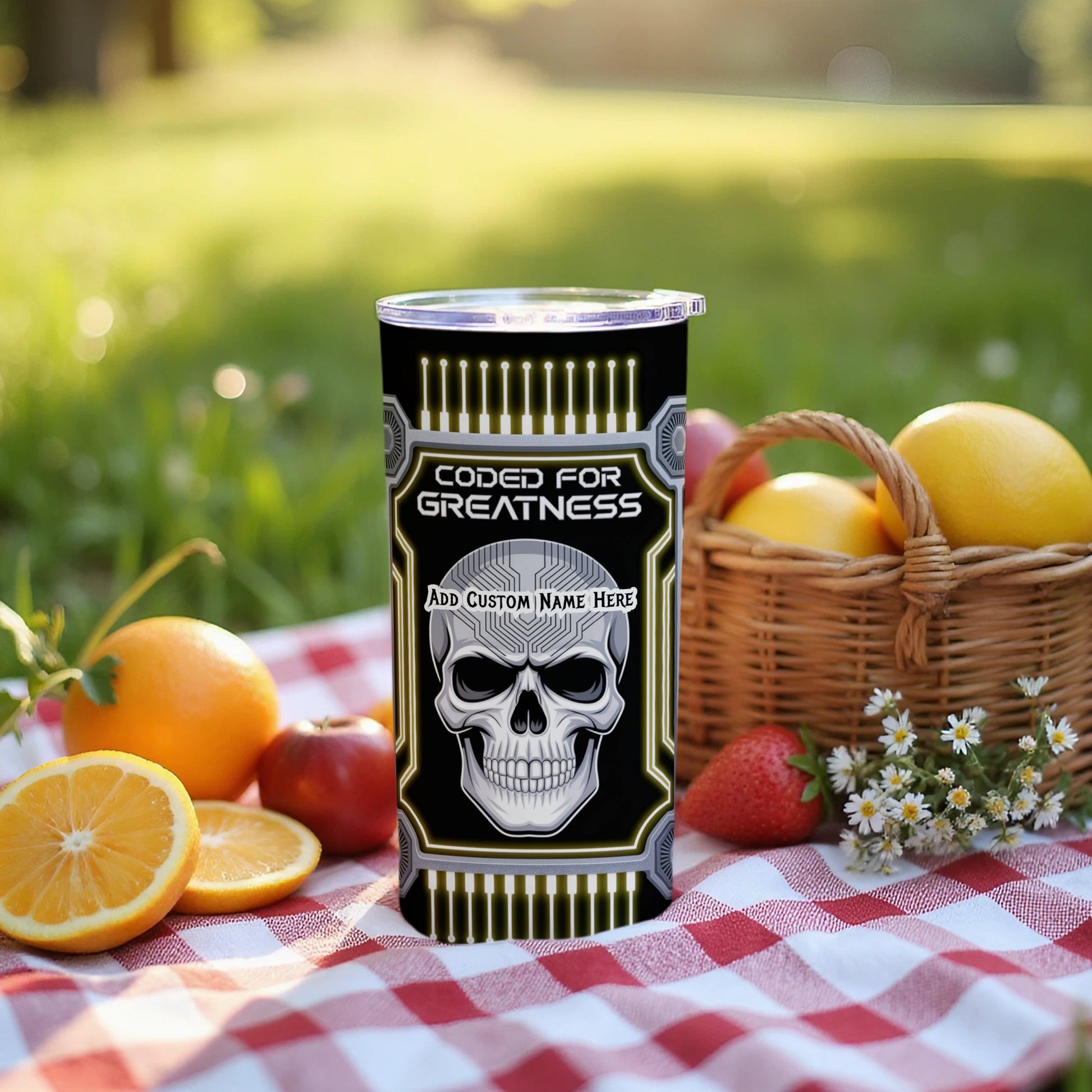 Coded for Greatness Skull Customizable Tumbler product