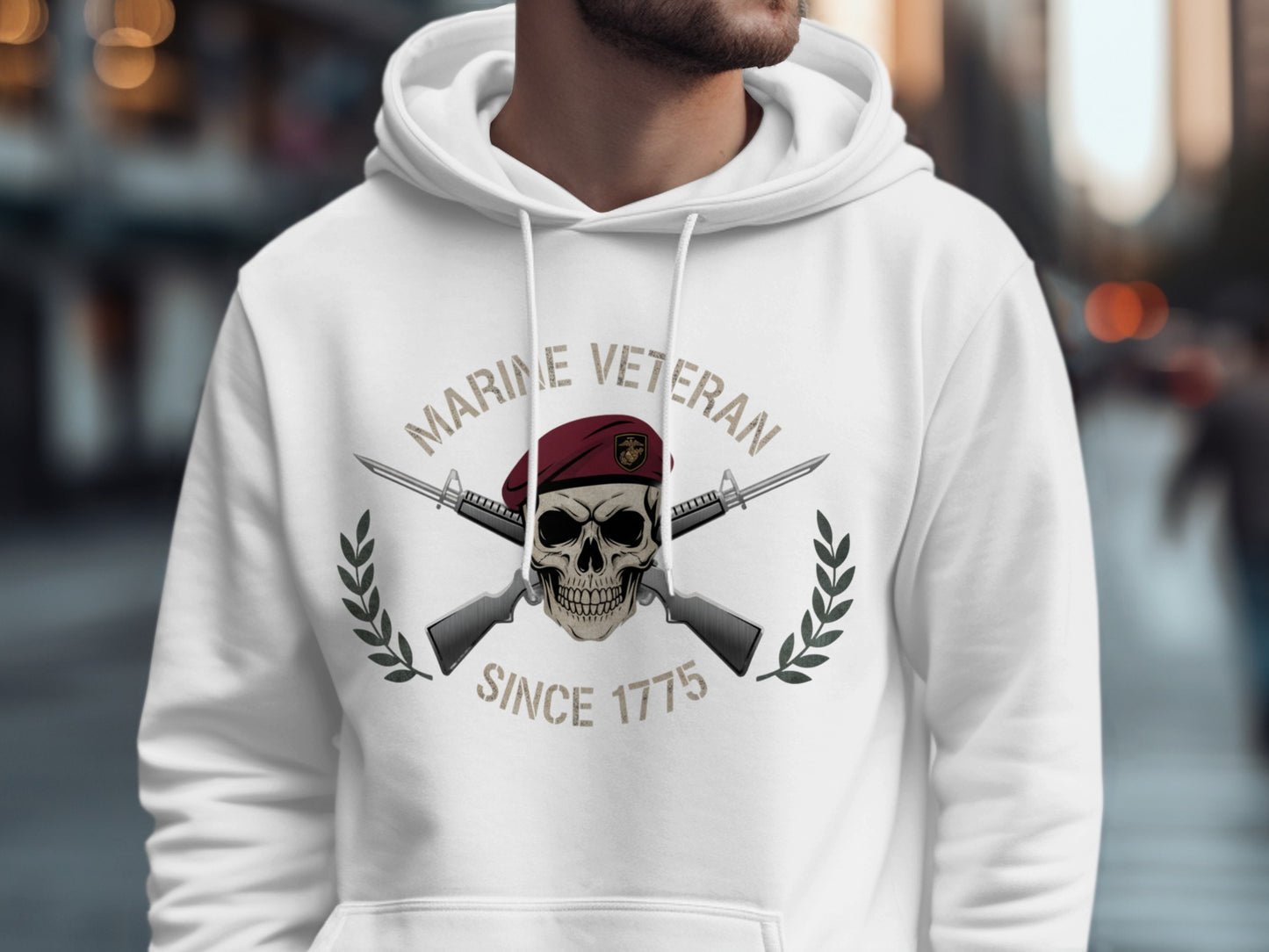 Marine Veteran Since 1775 Skull Graphic Hoodie