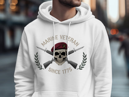 Marine Veteran Since 1775 Skull Graphic Hoodie
