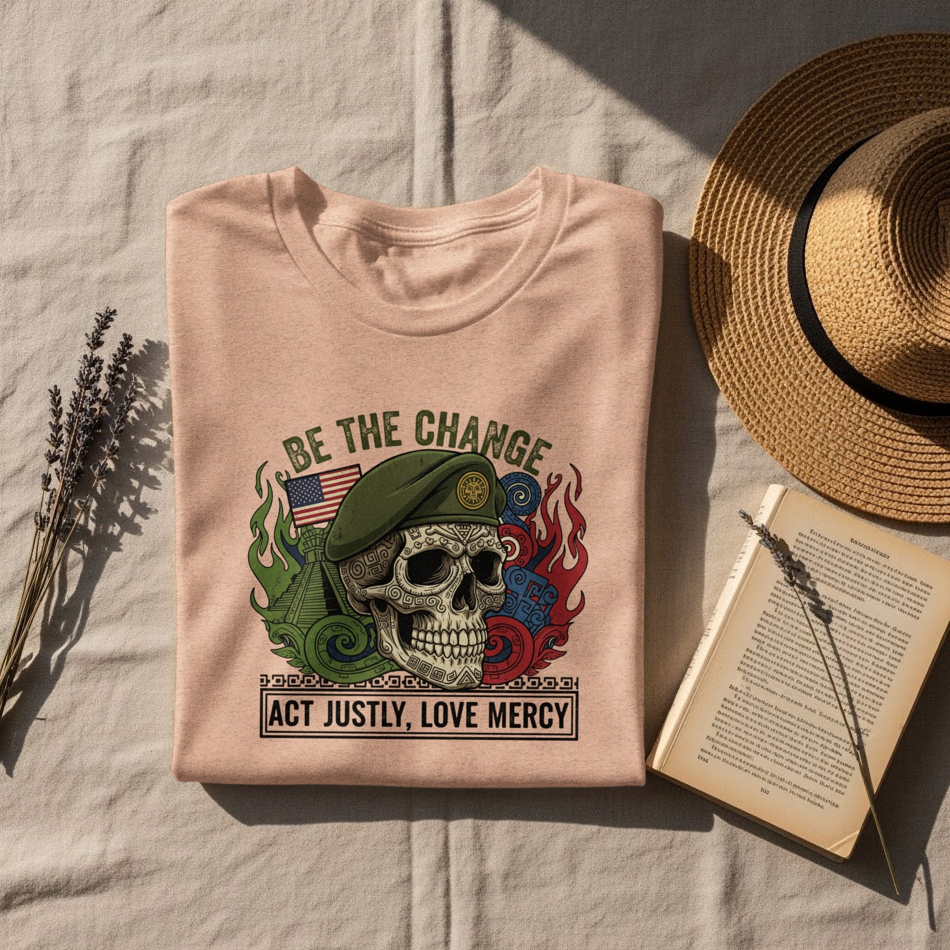 Be the Change Skull Design Shirt Act Justly Love Mercy