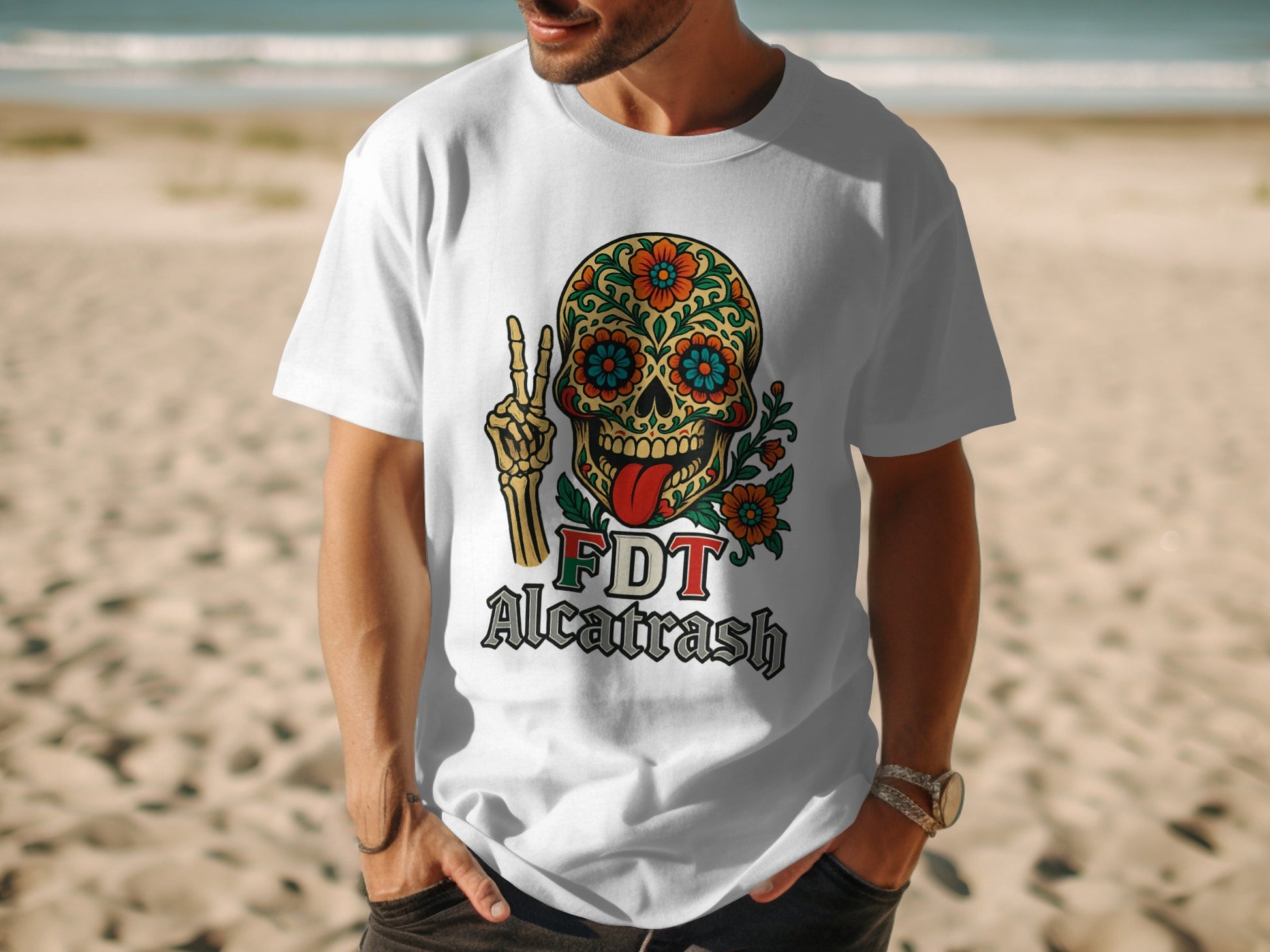 FDT Alcatrash Skull Design Graphic Print Shirt product