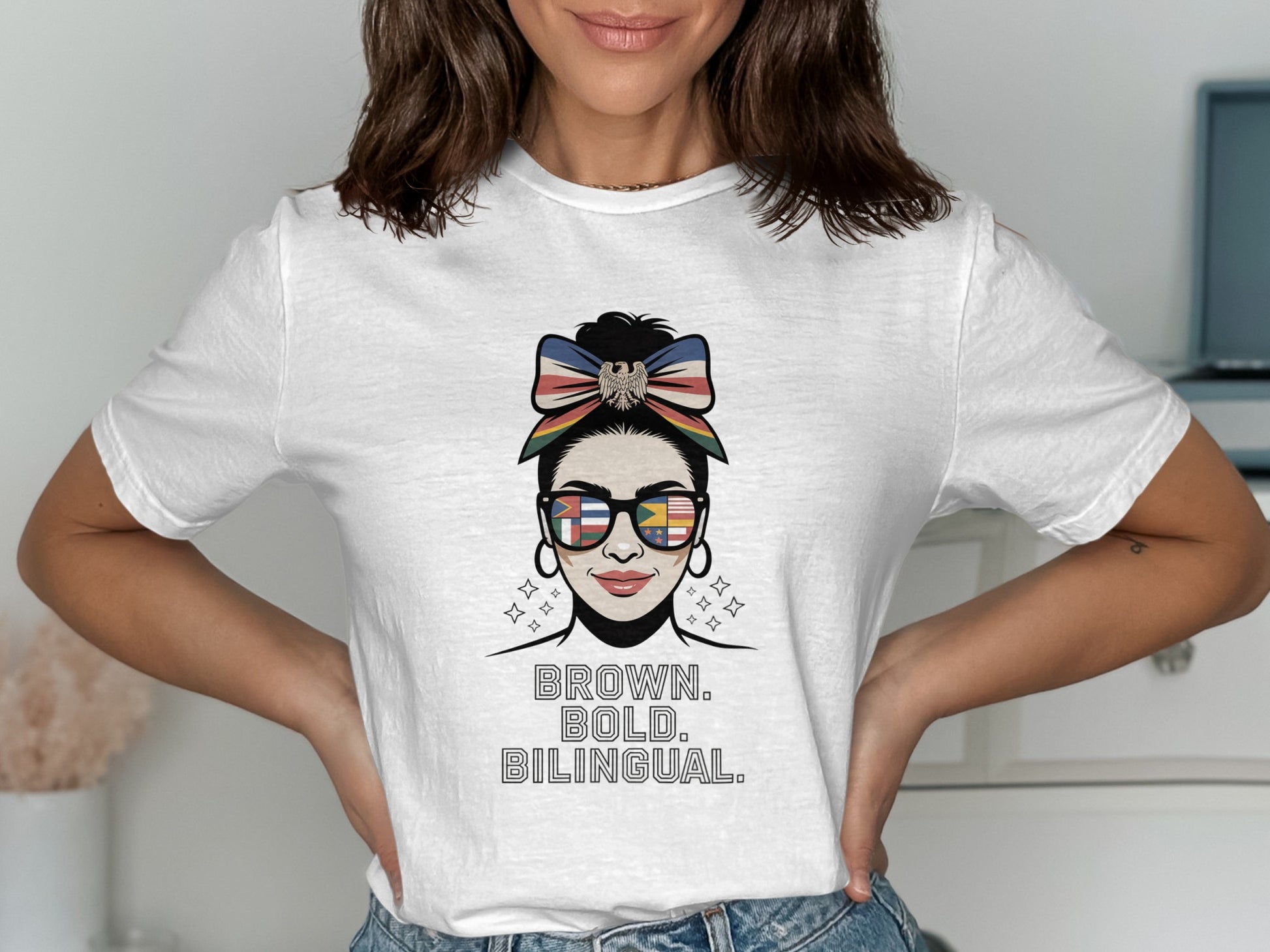 Brown Bold Bilingual Printed Graphic Tee product