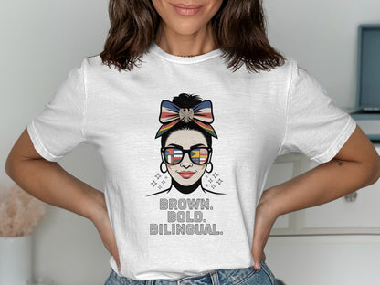 Brown Bold Bilingual Printed Graphic Tee product