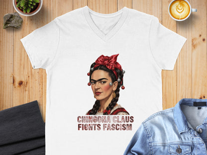 Chingona Claus Fights Fascism graphic tee