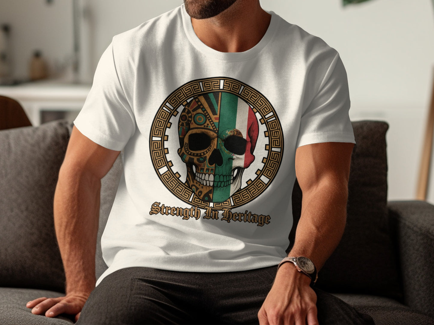 Strength In Heritage Skull Design T-shirt