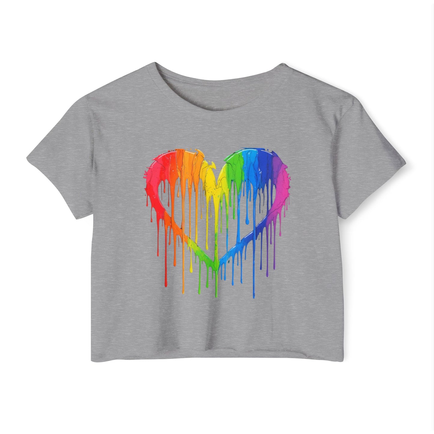 Pride corp top Rainbow Heart Women’s Festival Crop Top - Vibrant and Fun Summer Wear