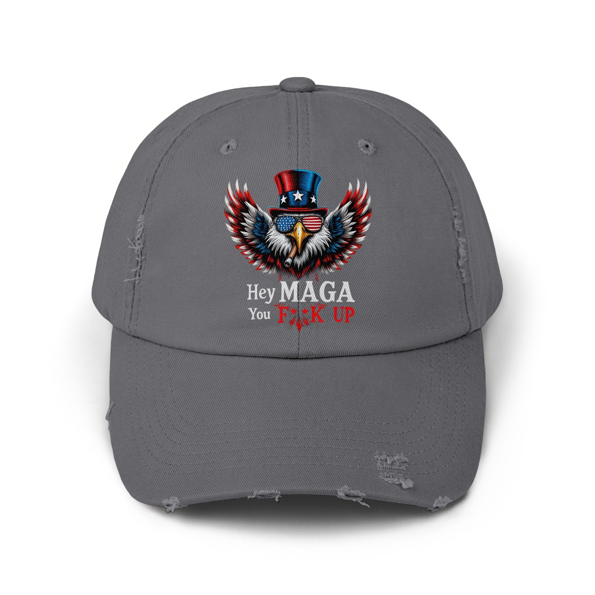 Patriotic Hey MAGA You Fk Up Distressed Hat product