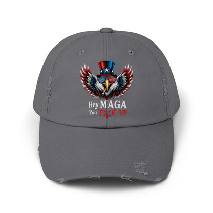 Patriotic Hey MAGA You Fk Up Distressed Hat product