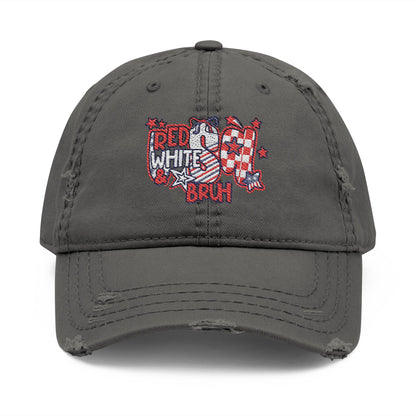 4th of July Hat Distressed Cat Dad Hat with Embroidery | Casual Fashion, Gifts for Cat Lovers, Outdoor Style, Father's Day, Everyday Wear