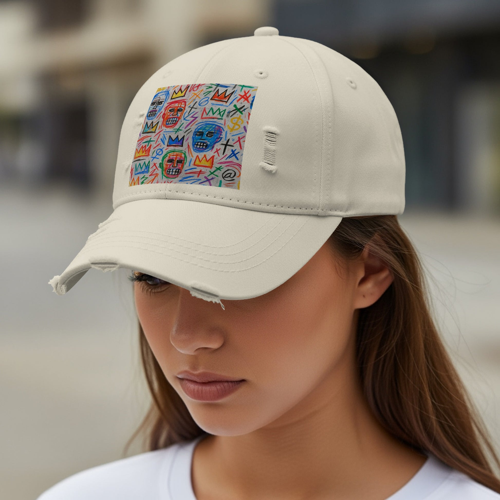 Colorful Abstract Art Patch Distressed Baseball Cap product