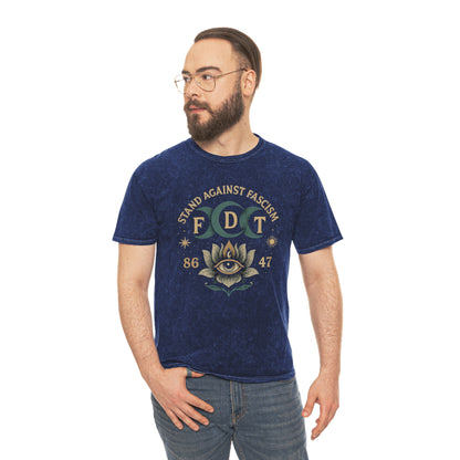 FDT Stand Against Fascism Lotus Tee — USA Made Mineral Wash Graphic T-Shirt