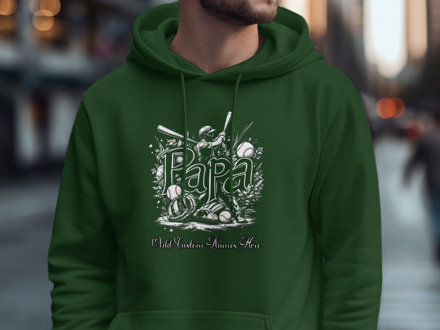 Papa Baseball Design Add Custom Names Here Hoodie product