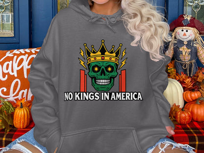 No Kings In America Skull Graphic Hoodie product