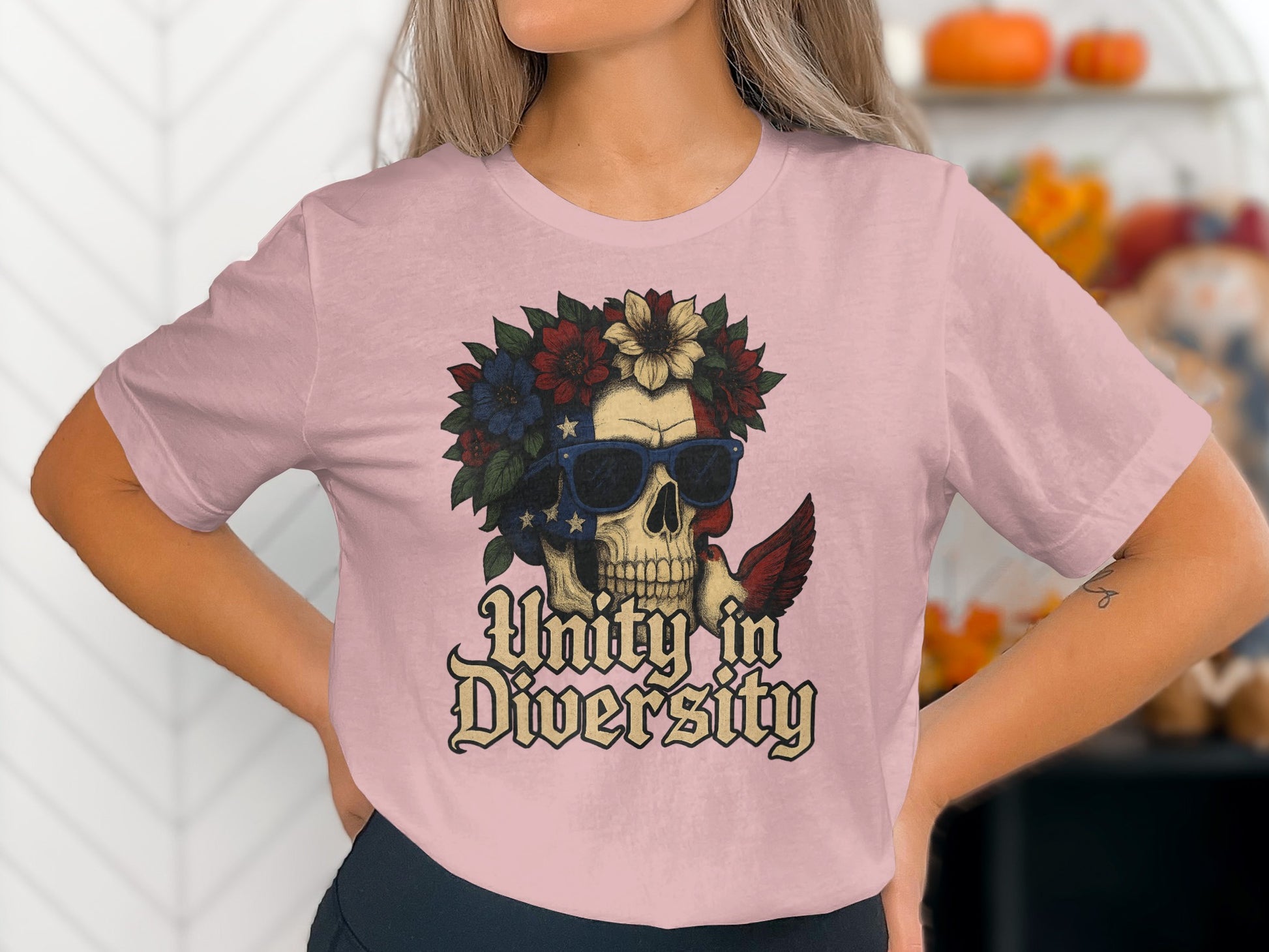 Unity in Diversity Skull Design Graphic Tee