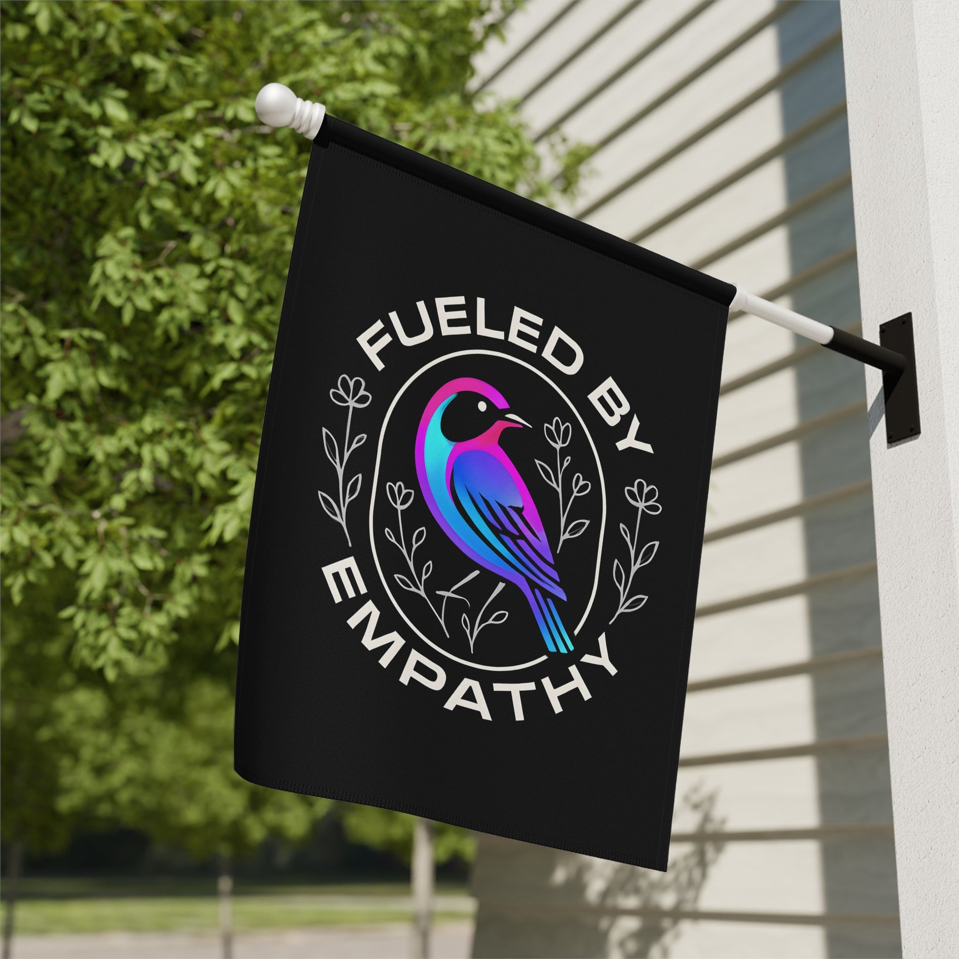 Fueled by Empathy Colorful Bird Themed Flag