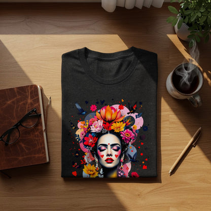 Frida Kahlo Inspired Woman Floral T-Shirt product type