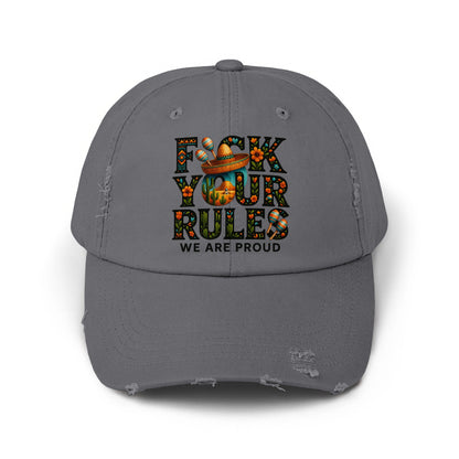 Unique Distressed F*ck Your Rules Grey Hat product