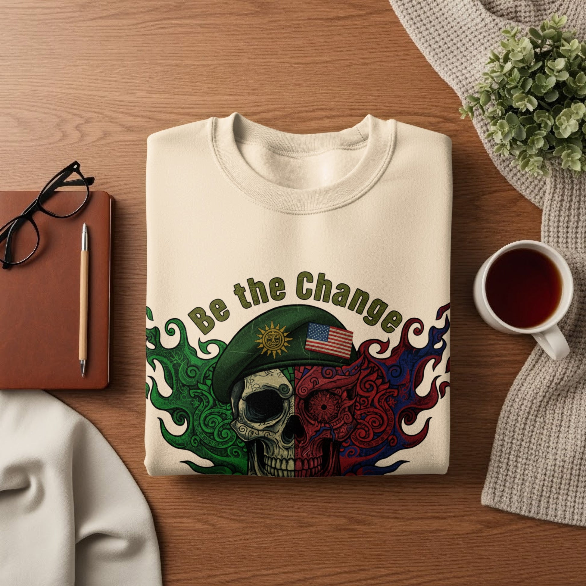 Be the Change skull with intricate design sweatshirt