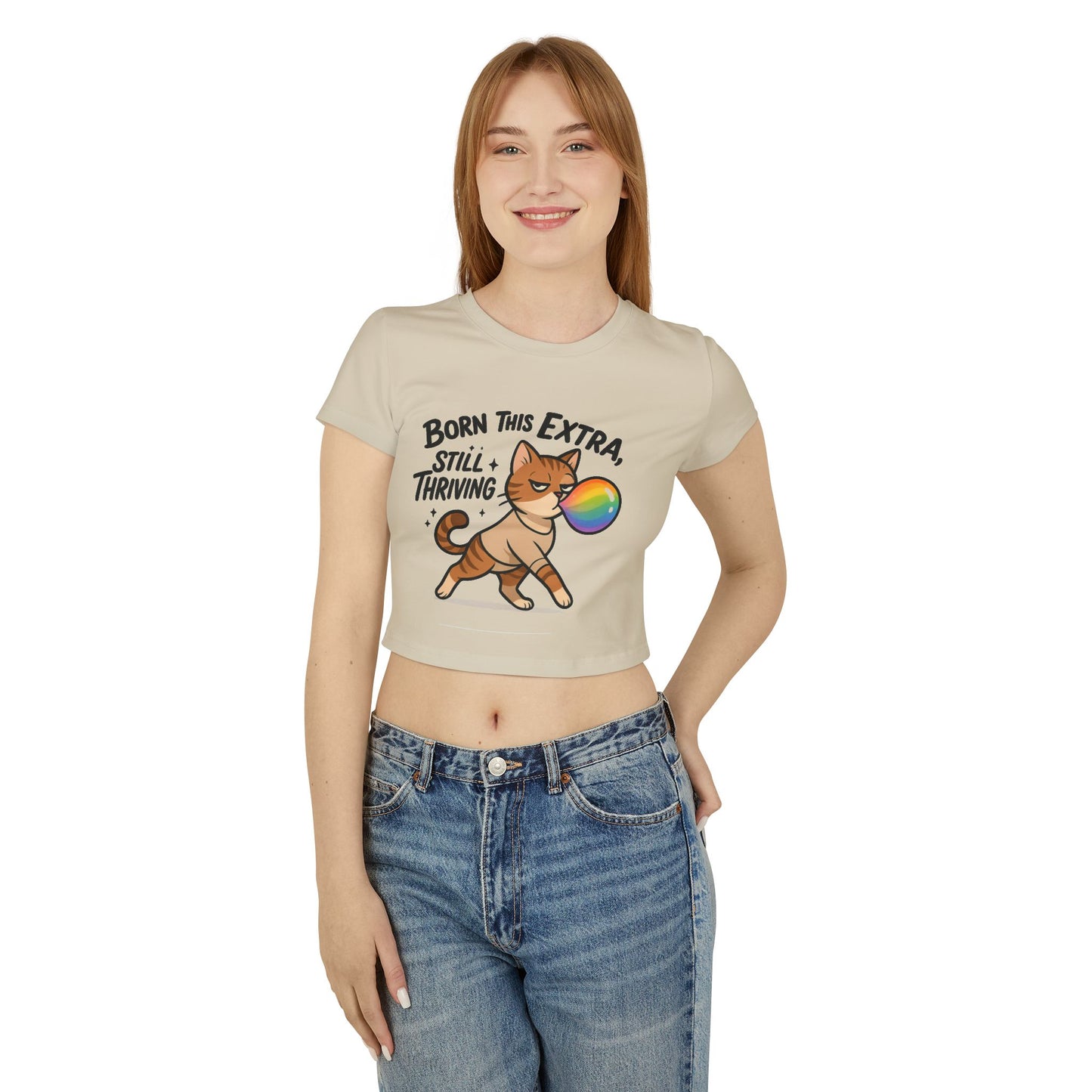 Born This Extra Cat Women's Baby Tee | Cute & Playful Graphic Top