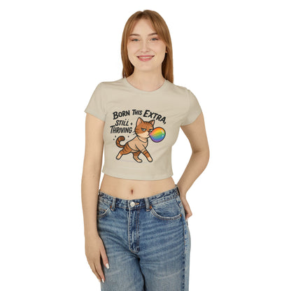 Born This Extra Cat Women's Baby Tee | Cute & Playful Graphic Top