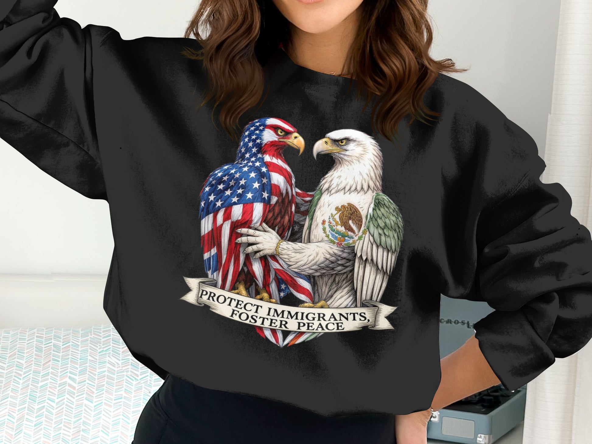 Protect Immigrants Foster Peace Graphic Sweatshirt product