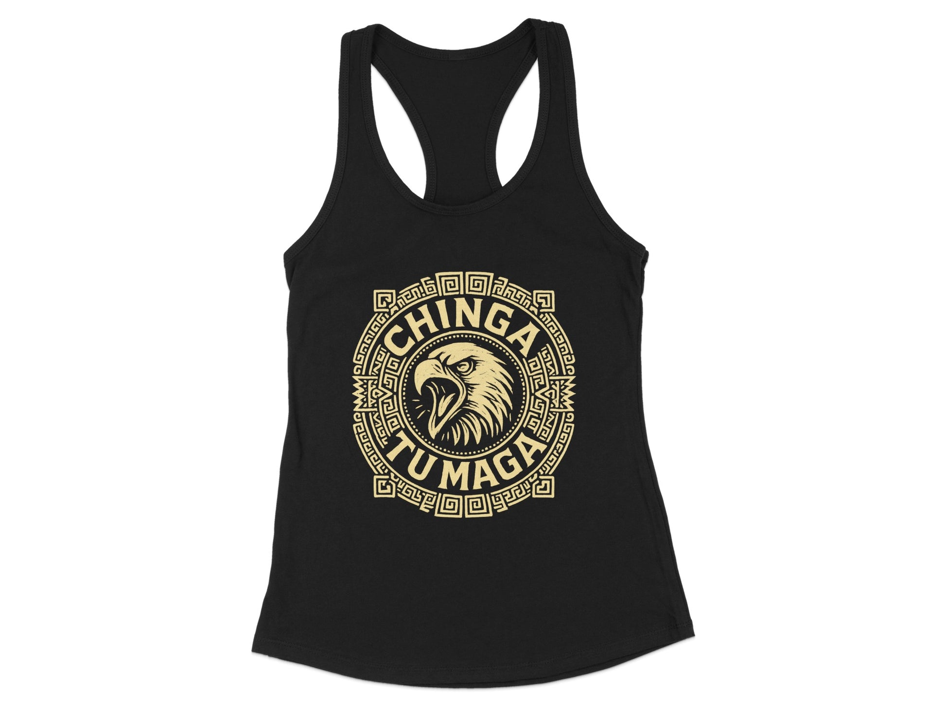 Aztec Eagle Design Black Racerback Tank Top