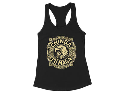 Aztec Eagle Design Black Racerback Tank Top