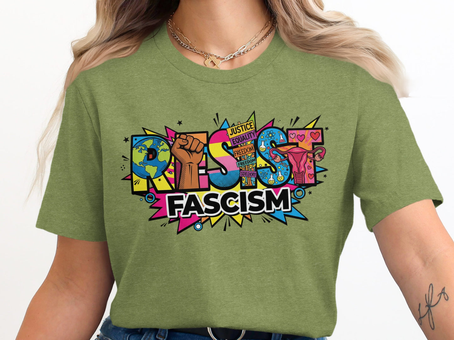 Resist Fascism Graphic T-Shirt Clothing Product